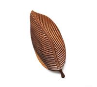 Leaf Shaped Wooden Tea Tray Made From Natural Walnut Or Rubber Wood With Hand Polished Texture For Serving Snacks Fruits And Tea Sets In Living Room Brown 30cm