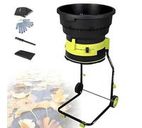 Leaf Shredder with Wheels and Storage Bag, Bladeless Electric Mulcher, Compost Shredder, 54cm Wide Hopper for Pine Needles, Thatch, Garden Debris
