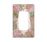 Leaf Single Rocker Light Switch Cover, Tropical Modern Flower Tropical Summer Peach Plastic Standard Size Decorative Wall Plates for New Apartment Home Bedroom Office Decor