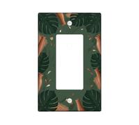 Leaf Single Rocker Light Switch Cover, Tropical Natural Vase Branch Summer Green Plastic Standard Size Decorative Wall Plates for New Apartment Home Bedroom Office Decor