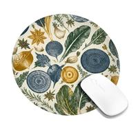 Leaf Small Mouse Pad, Botanical Vintage Onion Star Anise Harvest Green Round Rubber Washable Aesthetic Mousepads Decor for Home Office Work Gaming Desk Round 8x8 Inch