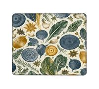 Leaf Small Mouse Pad, Botanical Vintage Onion Star Anise Harvest Green Square Rubber Non Slip Stitched Edge Cloth Mousepad Desk Decor for Office Home Dorm Laptop Square 8x10 Inch