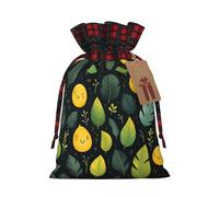 Leaf Smile Pattern Printed holiday drawstring bag 8.3x11.8 inch Christmas party decoration gift bag