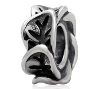 Leaf Spacer Charm Original 100% Authentic 925 Sterling Silver Anquited Beads Charm fit for DIY Charms Bracelets