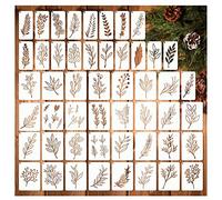 Leaf Stencils for Crafts Small Leaves and and Branches Paint Plant Stencil for Painting On Wood Wall Card Making, Tiny Nature Vine Herb Essential Art Stencils for Adults Kids (50 Leaves)