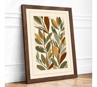 Leaf Study in Watercolour Botanical Framed Wall Art Print A1 (84.1×59.4cm) Walnut, Wall Decor for Living Room, Bedroom, Office & Home, Ready to Hang, Art Gift