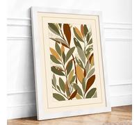 Leaf Study in Watercolour Botanical Framed Wall Art Print A4 (29.7×21cm) White, Wall Decor for Living Room, Bedroom, Office & Home, Ready to Hang, Art Gift