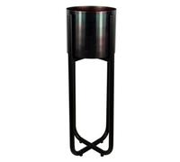 Leaf Tall Black Stand With Iridescent Rainbow Metal Planter 62Cm X 18Cm