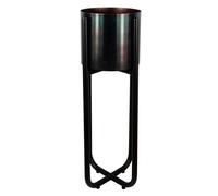 Leaf Tall Black Stand with Iridescent Rainbow Metal Planter 62cm x 18cm | Size: 62 cm x 18 cm Leaf Black 62 cm x 18 cm