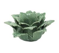 Leaf Tealight Candle Holder, 7x16cm Green Ceramic Candle Holder with Detailed Vein Leaves, Rustic Decorative Tea Light Ornament