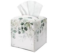 Leaf Theme Leather Tissue Box Cover Square Watercolor Decorative Tissue Holder for Bathroom Home Office Gifts for Women Girls Sister Bestie Daughter Housewarming Christmas Birthday Gifts - DH544