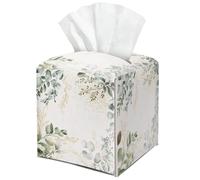 Leaf Theme Leather Tissue Box Cover Square Watercolor Decorative Tissue Holder for Bathroom Home Office Gifts for Women Girls Sister Bestie Daughter Housewarming Christmas Birthday Gifts - DH542