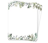 Leaf Theme Paper Stationery, Greenery Letterhead Paper 8.5 x 11 Inches, 50 Sheets, Elegant Writing Paper, Pretty Stationary Paper, Decorative Printer Paper