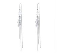 Leaf Threader Earrings 925 Sterling Silver Leaf Chain Earrings Tassel Dangle Drop Earrings for Women Girls