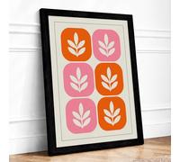 Leaf Tiles Modern Geometric Framed Wall Art Print A2 (59.4×42cm) Black, Wall Decor for Living Room, Bedroom, Office & Home, Ready to Hang, Art Gift
