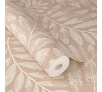 Rasch Leaf Trail Textured Wallpaper Roll Botanical Leaves Bedroom Pink 709544