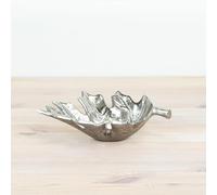 Leaf Trinket Dish, 23cm, Elegant Silver Aluminium Tray with Leaf Design