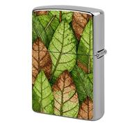 Leaf Vein Green Lighter Case Metal Double-Sided Lighter Cover Pocket Lighters Sleeve Windproof Lighters Accessories for Men Women