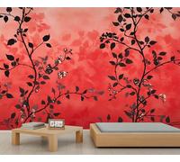Leaf Wallpaper Abstract Flower Wallpaper for Living Room Red Wall Murals for Bedroom Nature Wall Paper Decor Mural Kids Room 100X70cm