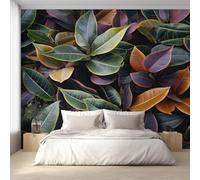 Leaf Wallpaper for Living Room, Botanical Plant Leaves Wall Mural for Bedroom 350x256 cm, Non-Woven Photo Wallpaper, Home Decor D&O89