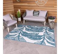 Leaf Weatherproof Rug, Teal Blue
