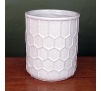 Leaf White Honeycomb Speckled Ceramic Planter Plant Pot