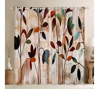 Leaf Window Curtains for Bedroom Living Room Tropical Leaves Curtain Colorful Leaf Branches Window Drapes for Boys Girls Kids Nature Theme Vintage Window Treatments,W66*L72