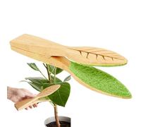Leaf Wipes for Plants - Leaf Cleaning Tongs | Leaf Cleaning Brush with Wooden Handle and Lint, Leaf-Shaped Cleaning Brush with Wood Handle | Leaf Cleaning Pliers Plant Dust Removal