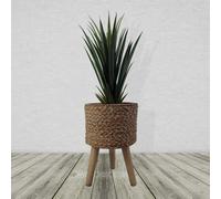 Leaf Woven Effect Composite Planter And Stand 39Cm X 26Cm