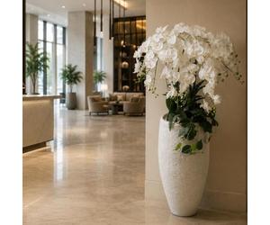 Leaf XL Commercial Artificial Plant Displays, 150cm White Orchid Display