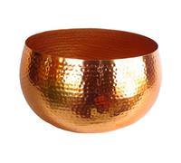 XL Metal Bowl Planter 32 x 20cm Hammered Copper Colour Straight Edge