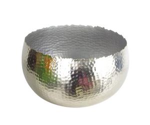 Leaf Xl Metal Bowl Planter 32 X 20Cm Hammered Silver Colour Curvy Edge