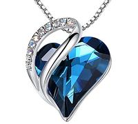 Leafael Bermuda Sapphire Heart Necklace for Women, September Birthstone