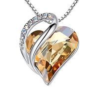 Leafael Infinity Love Heart Necklace, Birthstone Necklaces for Women with Healing Crystals, Allergy-Free Jewellery Gift for Women, Silver-Tone Pendant Necklace with Gift Box, 45+5 cm Chain Extender