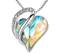 Leafael Infinity Love Heart Necklace, Birthstone Necklaces for Women with Healing Crystals, Allergy-Free Jewellery Gift for Women, Silver-Tone Pendant Necklace with Gift Box, 45+5 cm Chain Extender