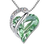 Leafael Infinity Love Heart Necklace, Birthstone Necklaces for Women with Healing Crystals, Allergy-Free Jewellery Gift for Women, Silver-Tone Pendant Necklace with Gift Box, 45+5 cm Chain Extender