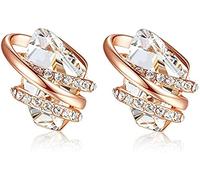 Leafael Valentine's Day Gift Earrings for Women, Wishstone Birthstone Crystal Stud Earrings with Healing Stones, Allergy-Free Jewellery with Gift Box, Silver-Tone or Rose Gold