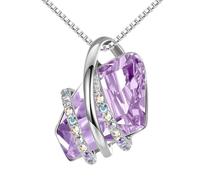 Leafael Wish Stone Pendant Necklace with Birthstone Crystal, 18K Rose Gold Plated/Silver-Tone, 45 cm + 5 cm Extender