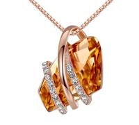 Leafael Wish Stone Pendant Necklace with Birthstone Crystal, 18K Rose Gold Plated/Silver-Tone, 45 cm + 5 cm Extender