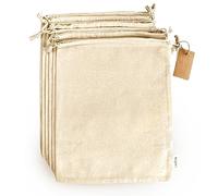 Leafico Cotton Storage Bags with Drawstrings - X-Large 36x43 cm 6 Pcs - Multipurpose Canvas Fabric Bread Bags for Bulk Food Produce, Potatoes, Onions, Shoes