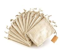 Leafico Organic Cotton Reusable Produce Bags - Small 13x18 cm -12 Pcs Biodegradable Eco-Friendly Bulk Bin Bags for Food - Cloth Bags - Fruit Vegetable Storage - Drawstring Pouch - Produce Linen Bag