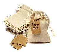 Leafico Reusable Cotton Bags X-Small 8x10 cm - Cloth Gift Bags for Jewelry Birthday Wedding - Party Pouches - Muslin Fabric Sachets - Bulk Linen Sacks (25pack)