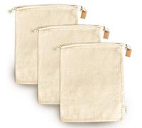 Leafico Reusable Cotton Storage Bags - Extra XX-Large 48x59 cm - Cloth Bags with Drawstrings Canvas Fabric Sacks for Laundry Shoes Handbags Purses (3pack)