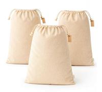 Leafico Reusable Cotton Storage Bags - Extra XX-Large 48x59 cm - Cloth Bags with Drawstrings Canvas Fabric Sacks for Laundry Shoes Handbags Purses (3pack)