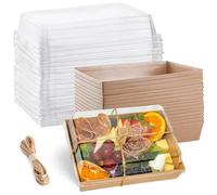 Leafiew 25 Pack 7x5 Inches Charcuterie Boxes with Clear Lids - Individual To Go Paper Charcuterie Board with Lid, Disposable Food Containers for Desserts, Cookie, Food, Charcuterie Accessories