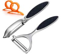 Leaflai Potato Peeler Vegetable Peeler Include Orange Citrus Peelers, Ergonomic Non-Slip Handle & Sharp Blade Stainless Steel Y & I Shapes Swivel Peeler for Fruit Carrot Eggplant Cucumber(Silver)