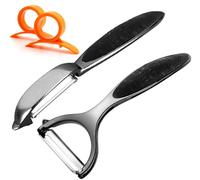Leaflai Potato Peeler Vegetable Peelers Include Orange Citrus Peelers, Ergonomic Non-Slip Handle & Sharp Blade Stainless Steel Y & I Shapes Swivel Peeler for Fruit Carrot Eggplant Cucumber(Black)