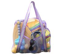 LEAFOREST Large Beach Bag with Zipper Lightweight Beach Toy Bag Mesh Bag for Swimming Pool Sand Toys Purple,21.7*7.9*15.8 inch