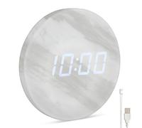 Leafre Minimalist LED Digital Wall Clock - USB Powered | Marble Style | 12/24 Hour, Night Mode, Silent Clock | Aesthetic Room Decor for Kitchen, Living Room, Bedroom, Classroom, Office (9 in)