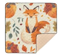 Leafs Pattern Fox Harvest Pumpkin Large Sturdy Baby Playmat for Floor Cozy Breathable Baby Kick Crawling Mat for Baby Toddler Infant, 50'' x 50''